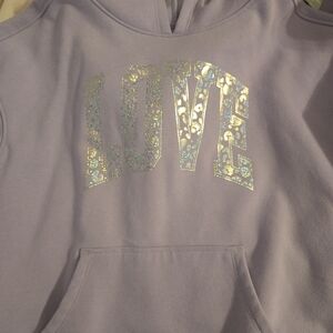 Cat & Jack Lavender Hoodie with Shimmering LOVE Print